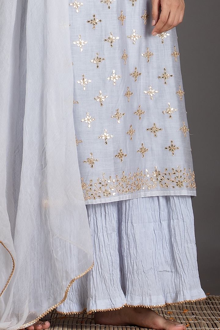 Pastel Blue Embroidered Kurta Set by Kameez at Pernia's Pop Up Shop