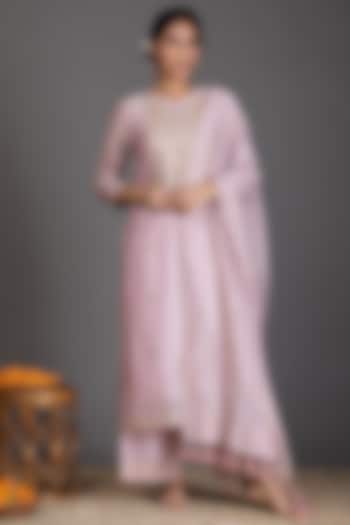 Blush Pink Gota Patti Embroidered Kurta Set by Kameez