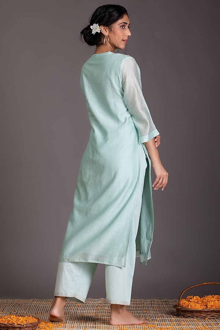 Mint Green Marori Embroidered Kurta Set by Kameez at Pernia's Pop Up Shop