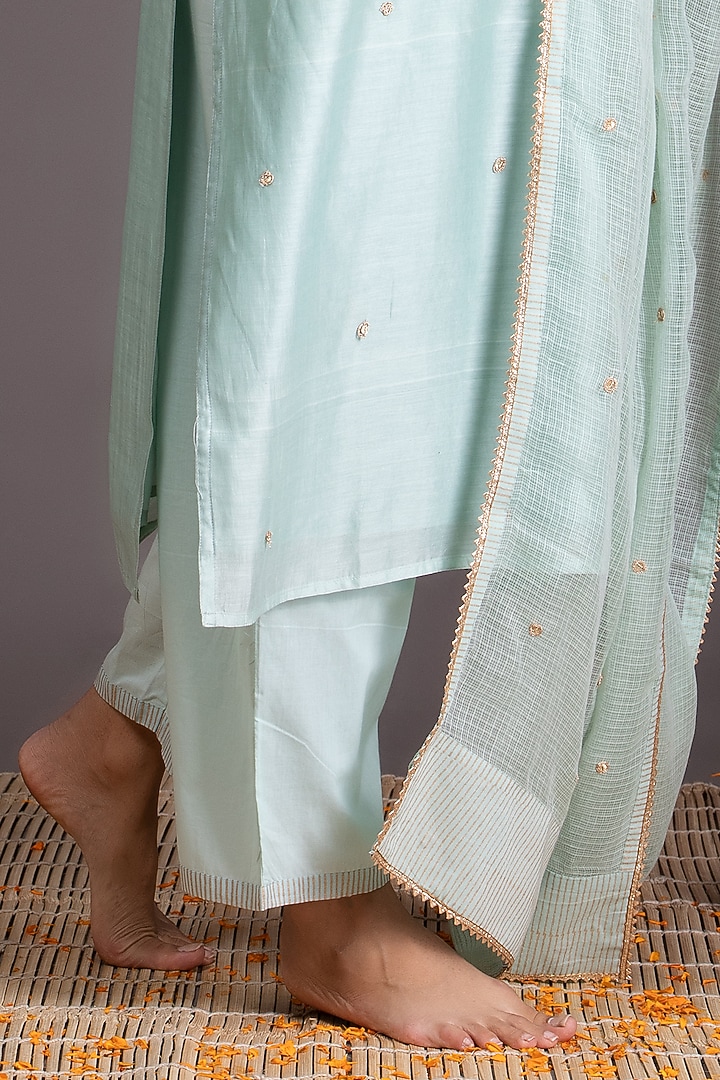 Mint Green Marori Embroidered Kurta Set by Kameez at Pernia's Pop Up Shop