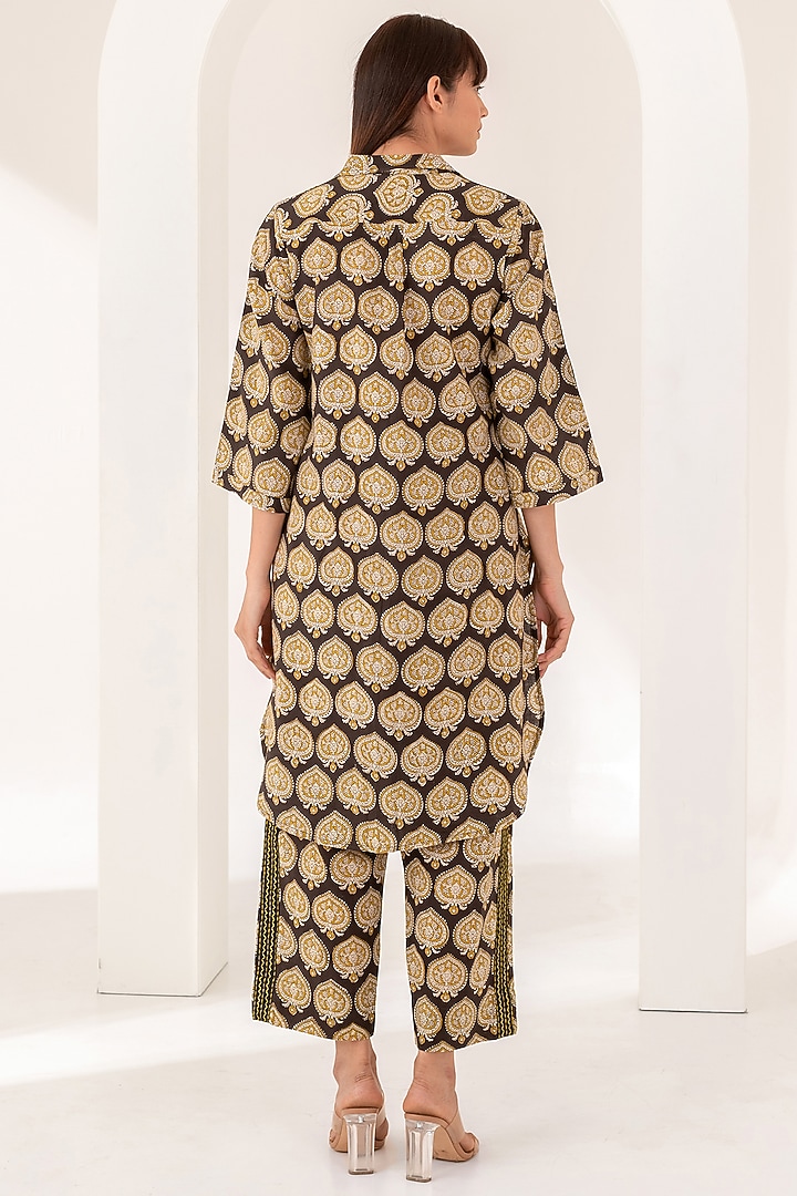 Black Cotton Printed Co-Ord Set by Kameez at Pernia's Pop Up Shop