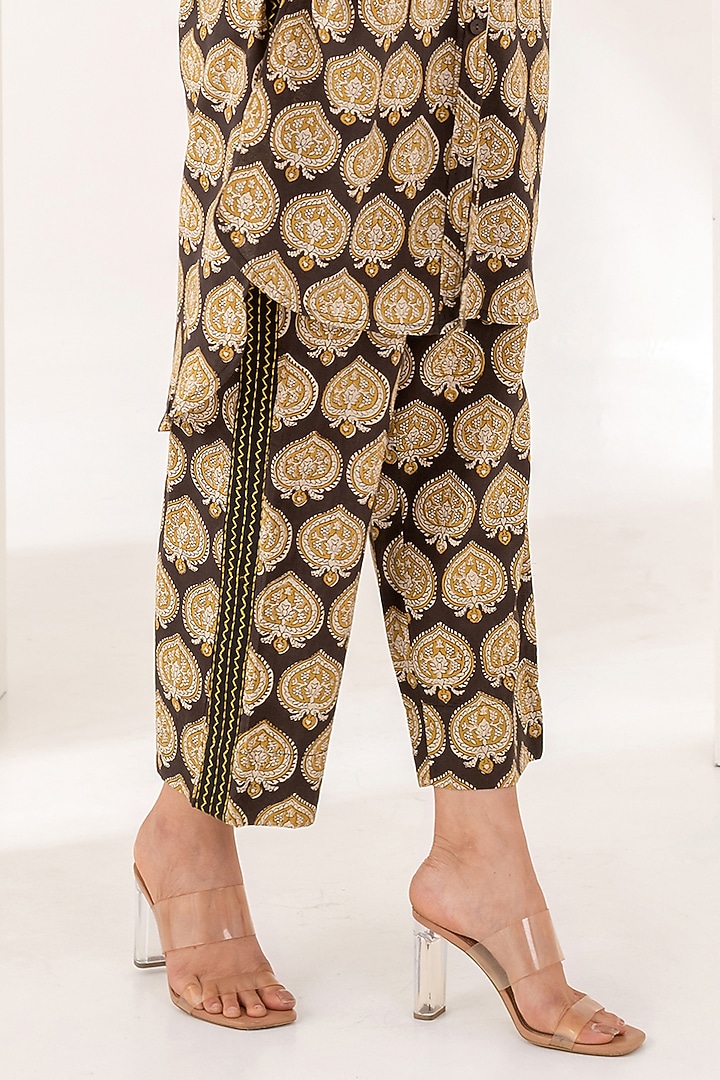 Black Cotton Printed Co-Ord Set by Kameez at Pernia's Pop Up Shop