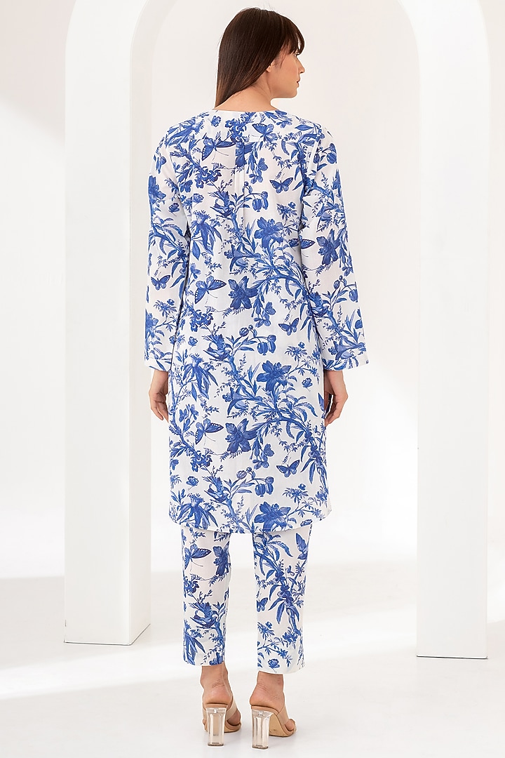 Blue Cotton Digital Printed Co-Ord Set by Kameez at Pernia's Pop Up Shop