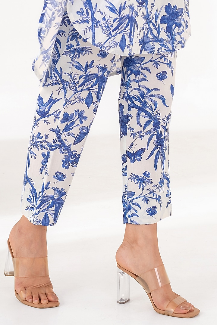 Blue Cotton Digital Printed Co-Ord Set by Kameez at Pernia's Pop Up Shop