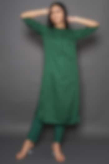 Jade Green Wool Kurta Set by Kameez at Pernia's Pop Up Shop