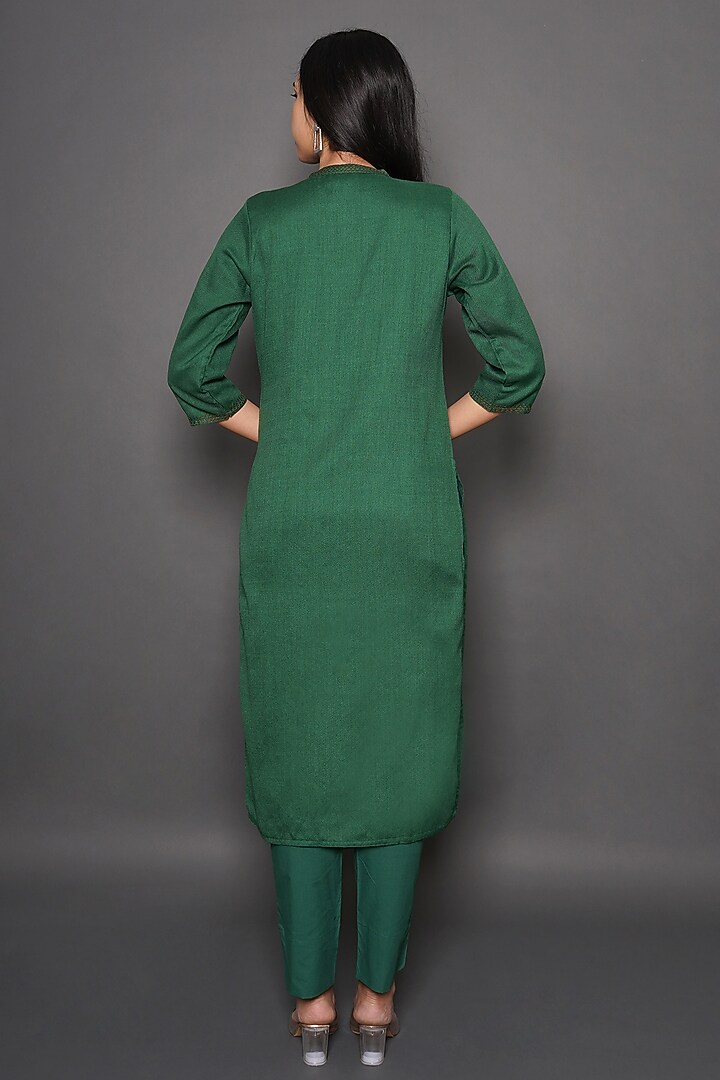 Jade Green Wool Kurta Set by Kameez at Pernia's Pop Up Shop