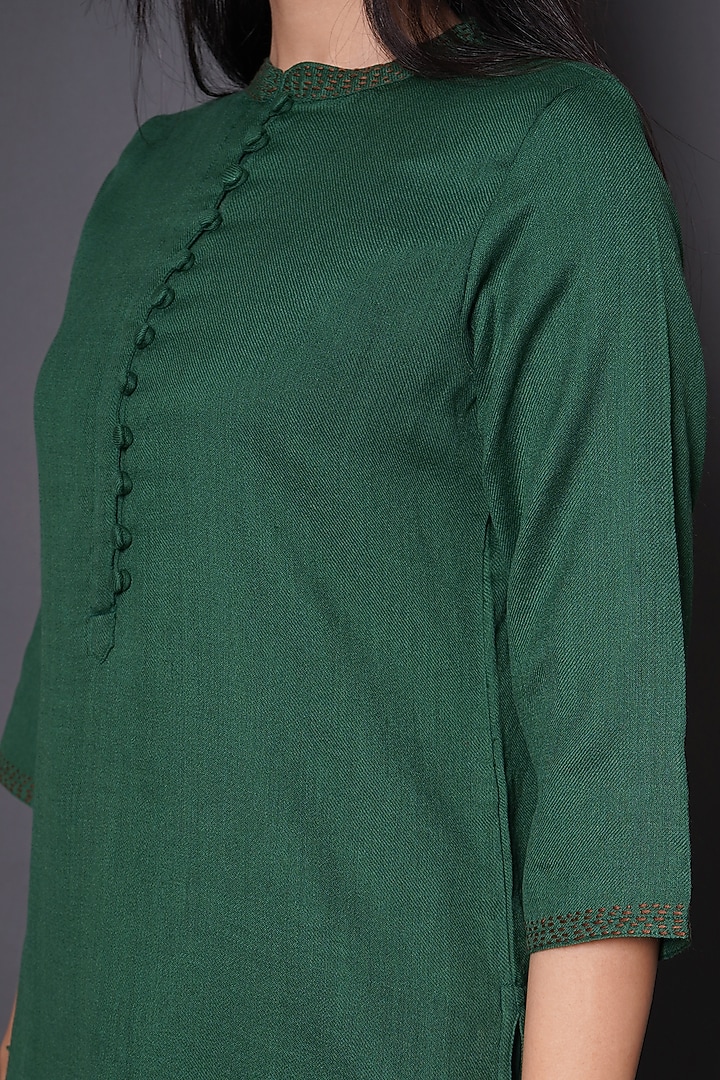 Jade Green Wool Kurta Set by Kameez at Pernia's Pop Up Shop