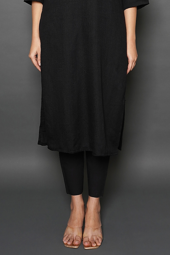 Black Wool Kurta Set by Kameez at Pernia's Pop Up Shop