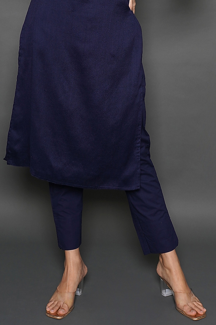 Blue Wool Kurta Set by Kameez at Pernia's Pop Up Shop