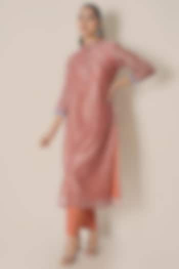 Tinted Sage Chanderi Printed Kurta Set by Kameez at Pernia's Pop Up Shop