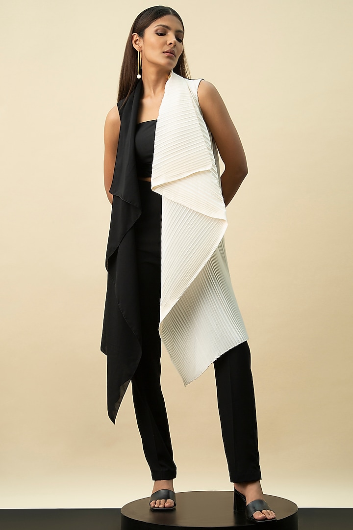 Black & White Pleated Cover-Up by Kamaali Pret