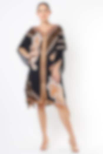 Black & Beige Printed Kaftan by Kamaali Pret at Pernia's Pop Up Shop