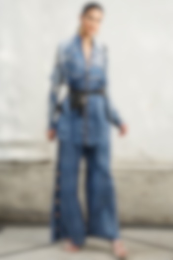 Denim Printed Co-Ord Set by Kamaali Pret at Pernia's Pop Up Shop