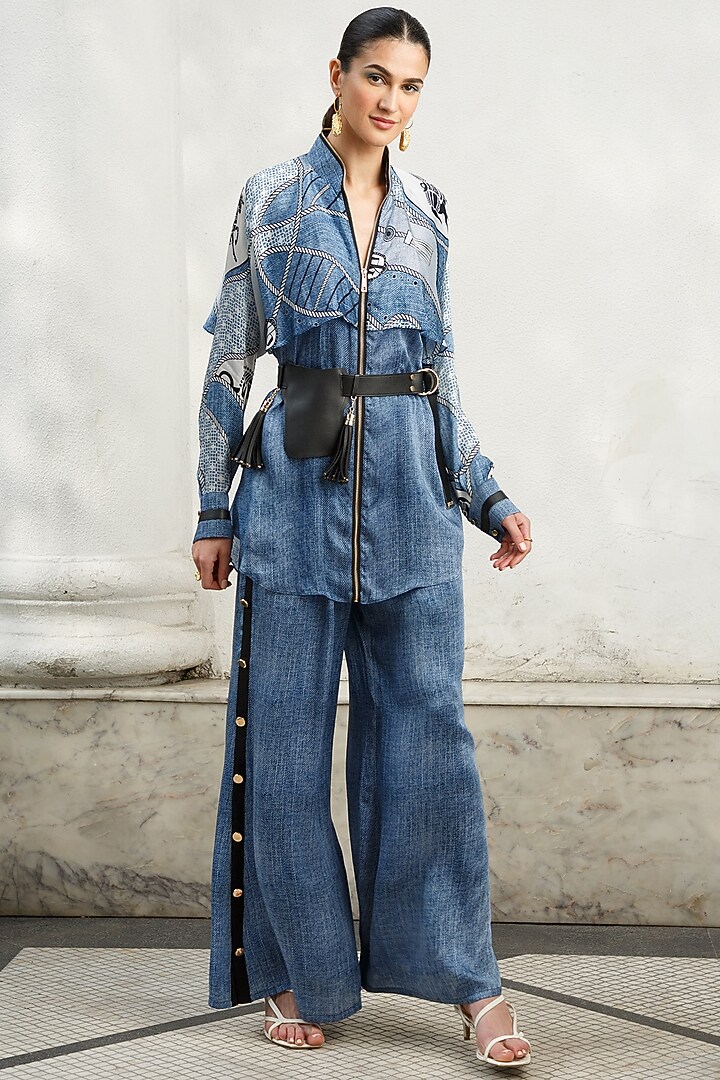 Denim Printed Co-Ord Set by Kamaali Pret at Pernia's Pop Up Shop