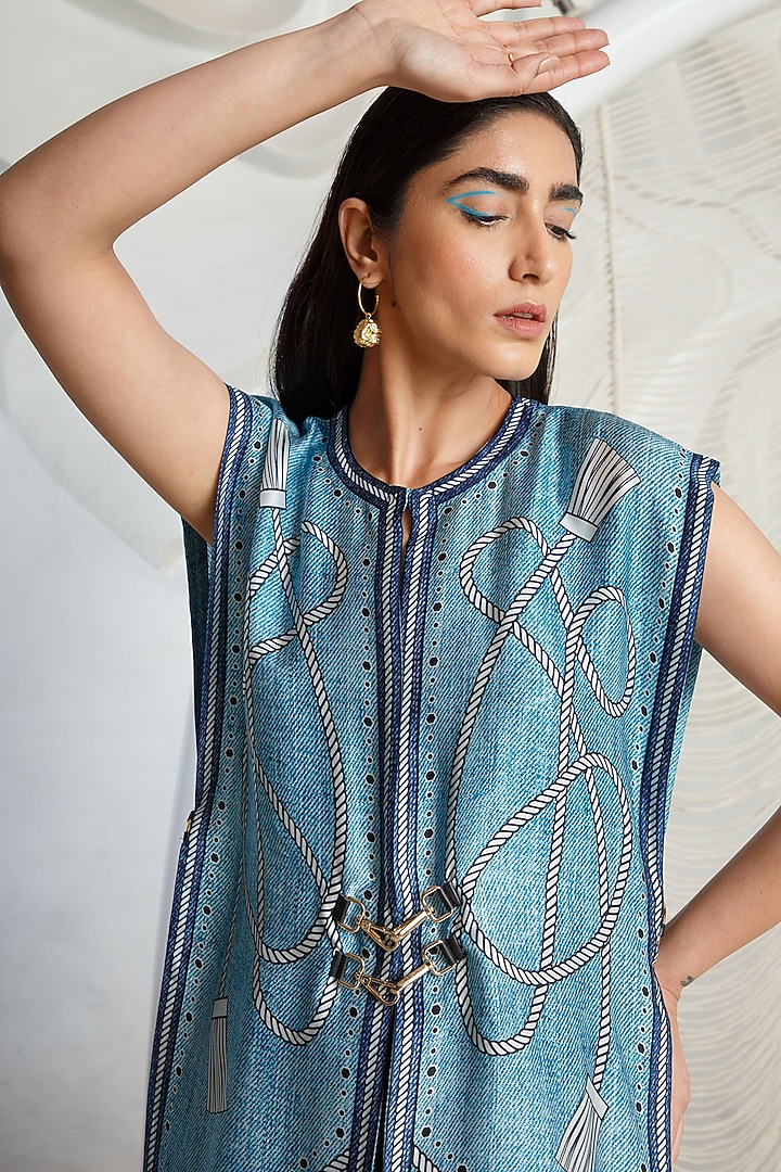 Pool Blue Bamberg Satin Co-Ord Set by Kamaali Pret at Pernia's Pop Up Shop