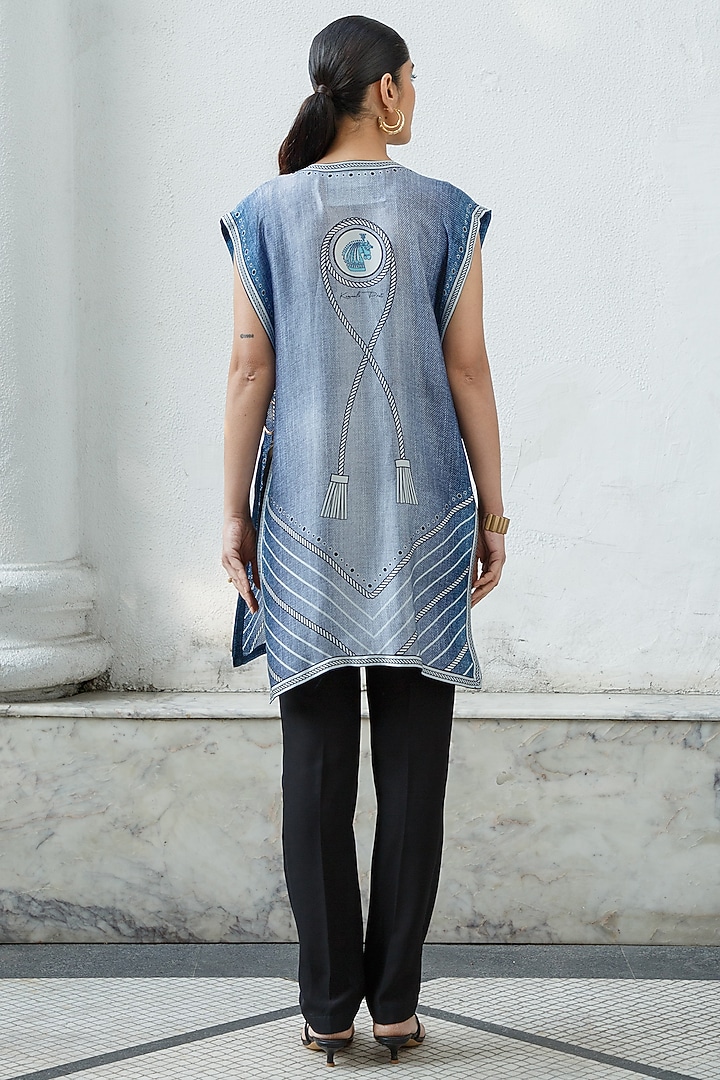 Pool Blue Printed Cover-Up by Kamaali Pret at Pernia's Pop Up Shop