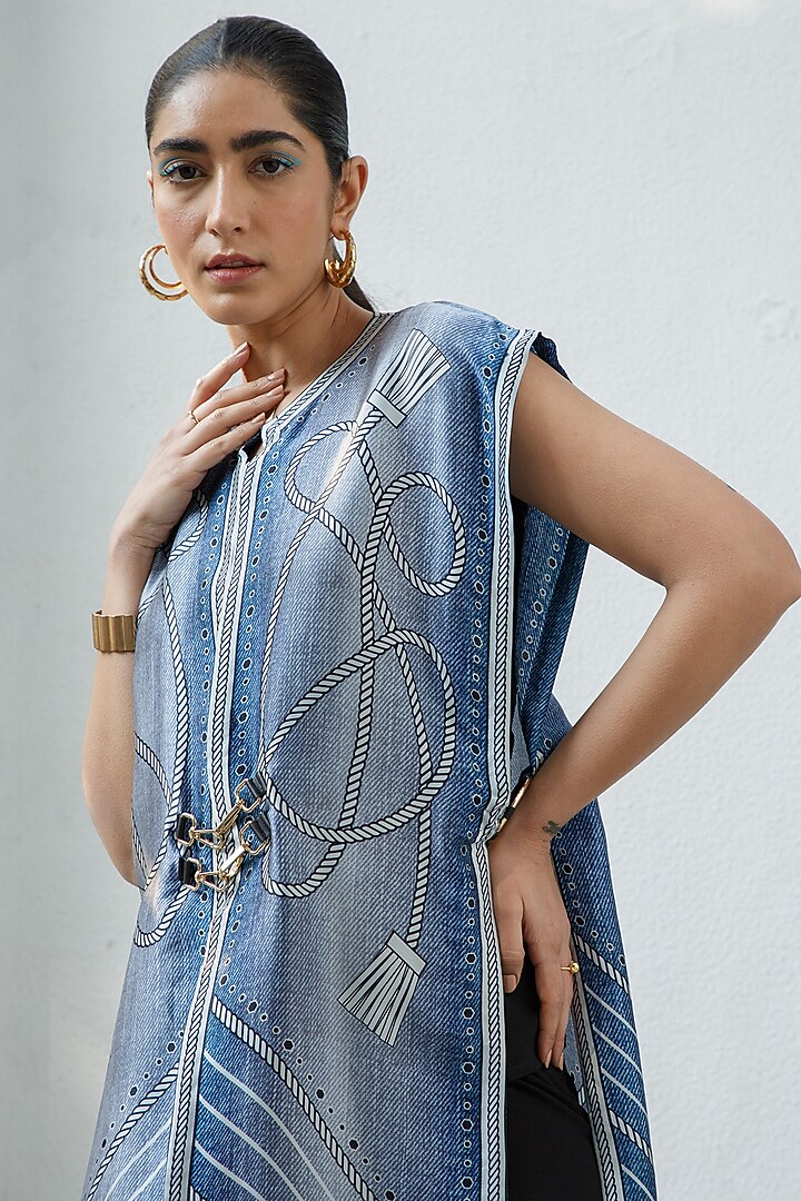 Pool Blue Printed Cover-Up by Kamaali Pret at Pernia's Pop Up Shop