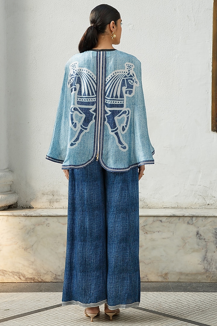 Denim Printed Cape by Kamaali Pret at Pernia's Pop Up Shop