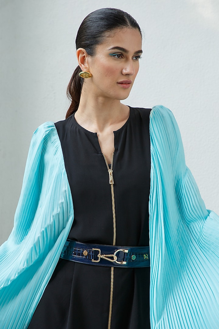Black & Pool Blue Vacation Dress by Kamaali Pret at Pernia's Pop Up Shop