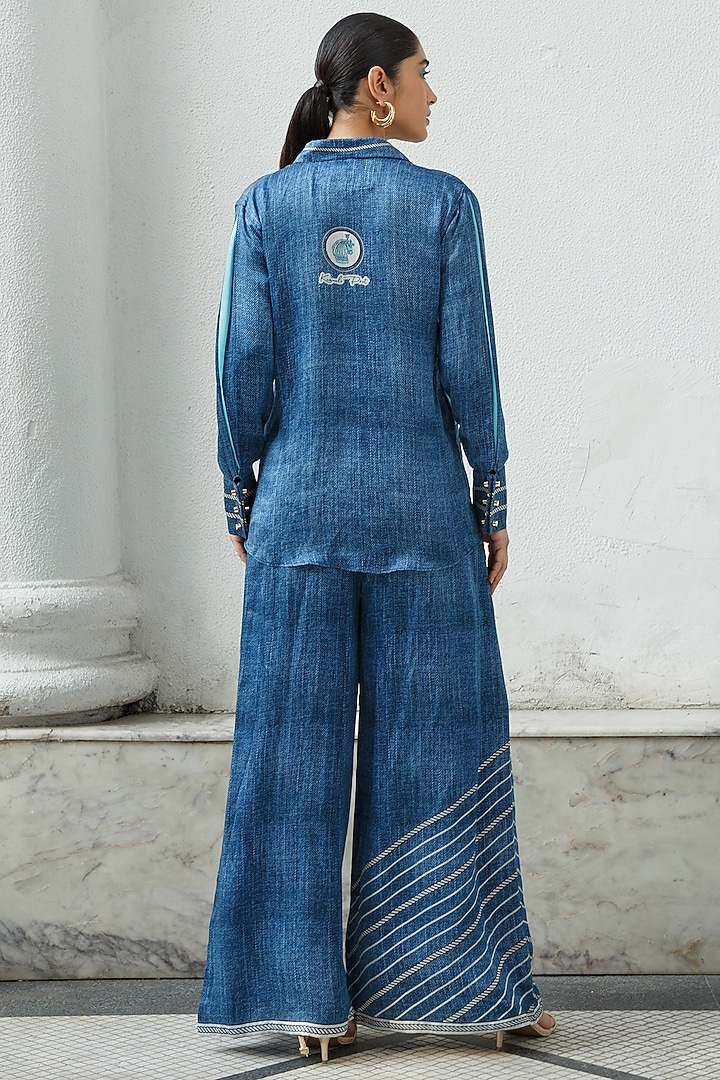 Denim Printed Shirt by Kamaali Pret at Pernia's Pop Up Shop