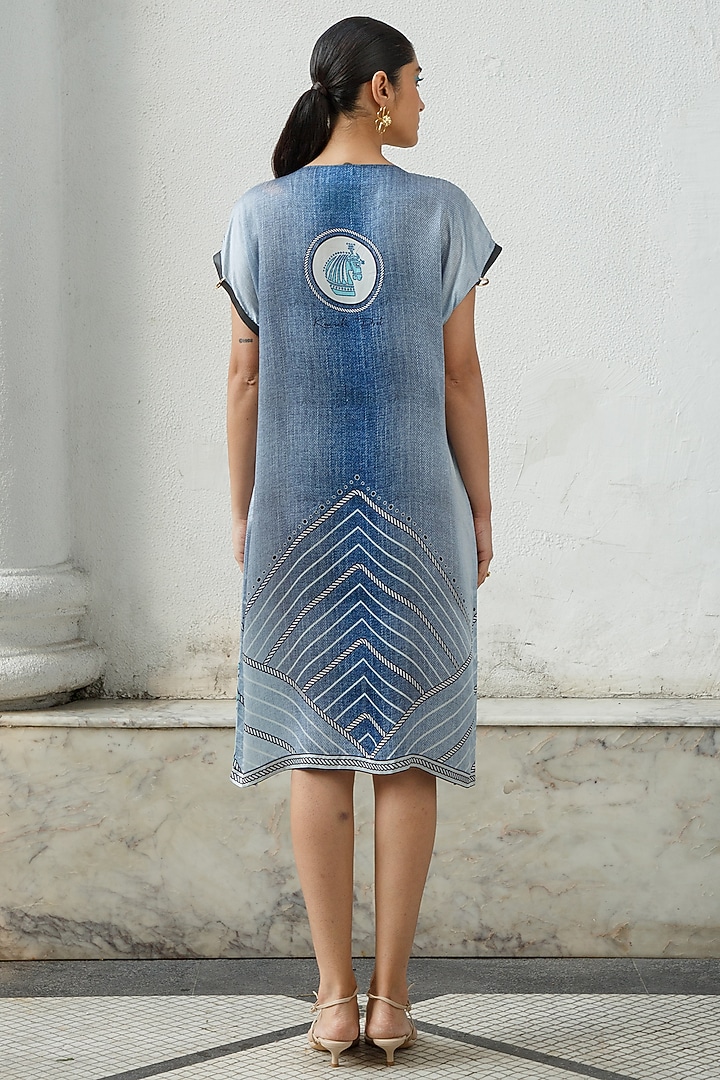 Denim Printed Shift Vacation Dress by Kamaali Pret at Pernia's Pop Up Shop