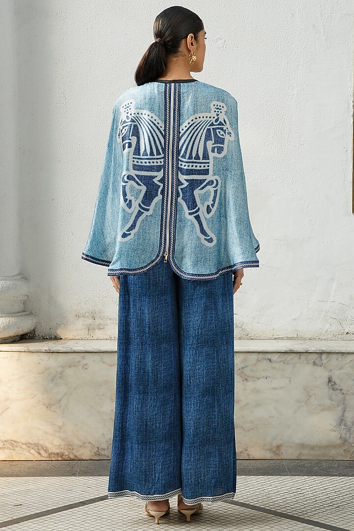 Denim Printed Pant Set by Kamaali Pret at Pernia's Pop Up Shop