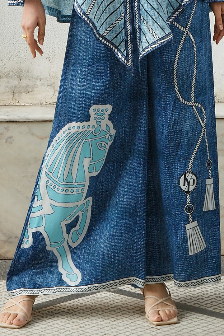 Denim Printed Pant Set by Kamaali Pret at Pernia's Pop Up Shop