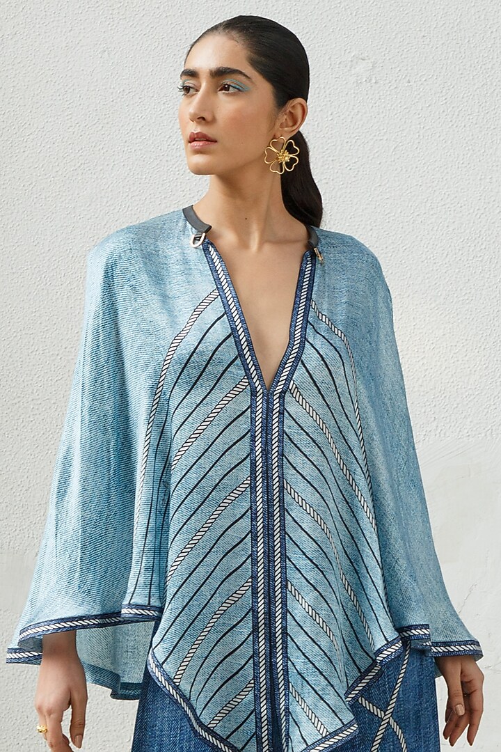 Denim Printed Pant Set by Kamaali Pret at Pernia's Pop Up Shop