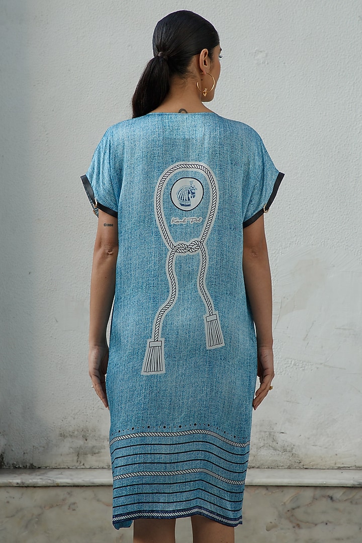 Pool Blue Printed Shift Vacation Dress by Kamaali Pret at Pernia's Pop Up Shop
