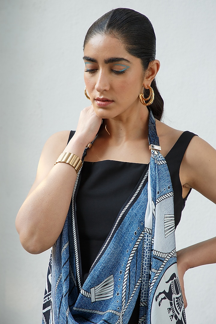 Denim Printed Neck Scarf by Kamaali Pret at Pernia's Pop Up Shop