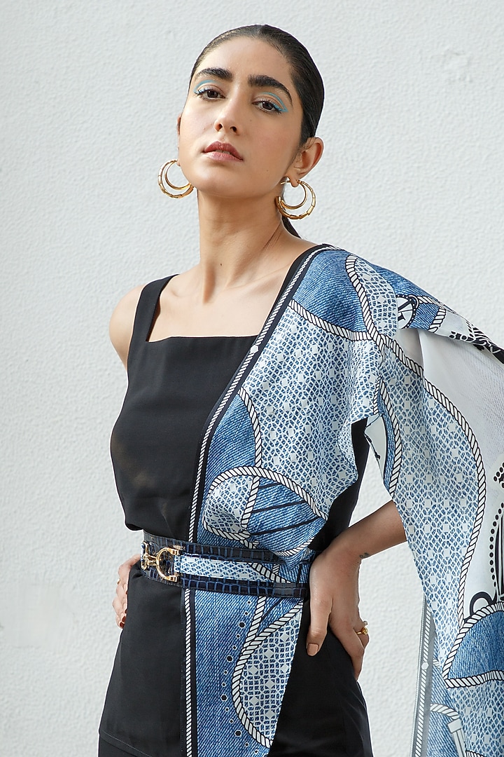 Denim Printed Waist Belt Scarf by Kamaali Pret at Pernia's Pop Up Shop