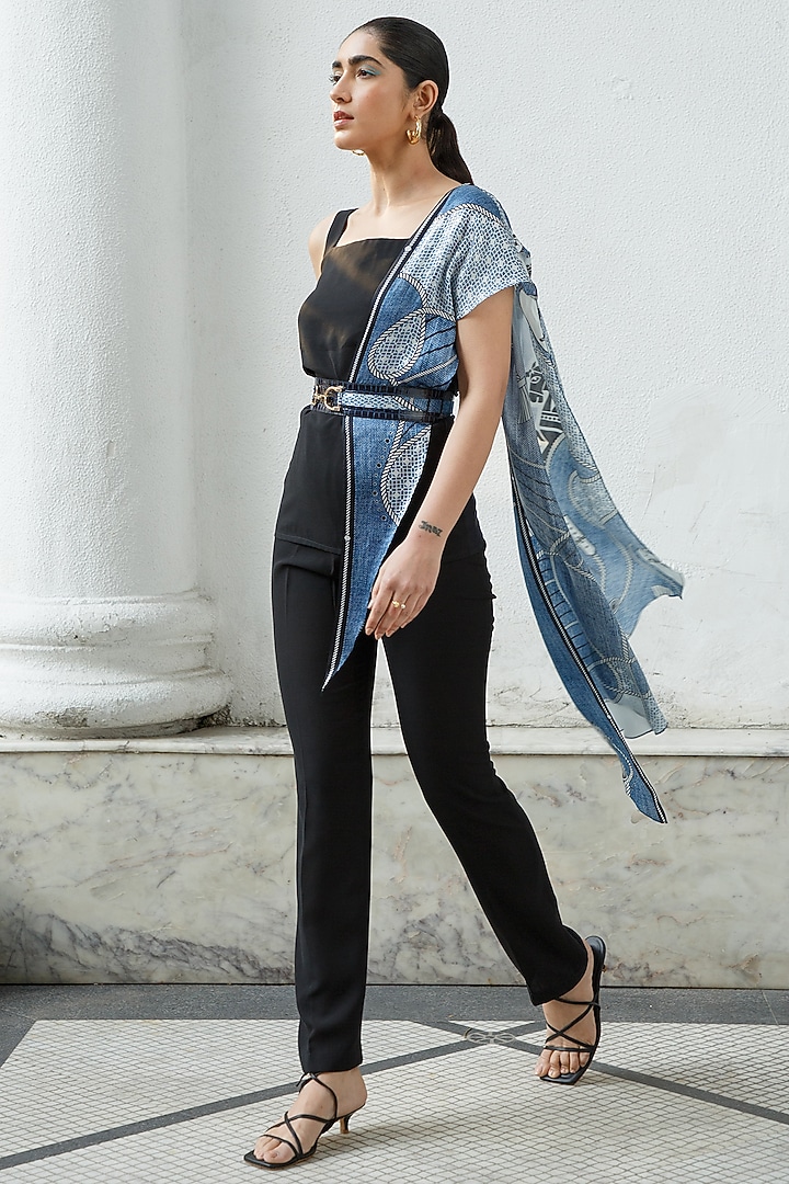 Denim Printed Waist Belt Scarf by Kamaali Pret at Pernia's Pop Up Shop