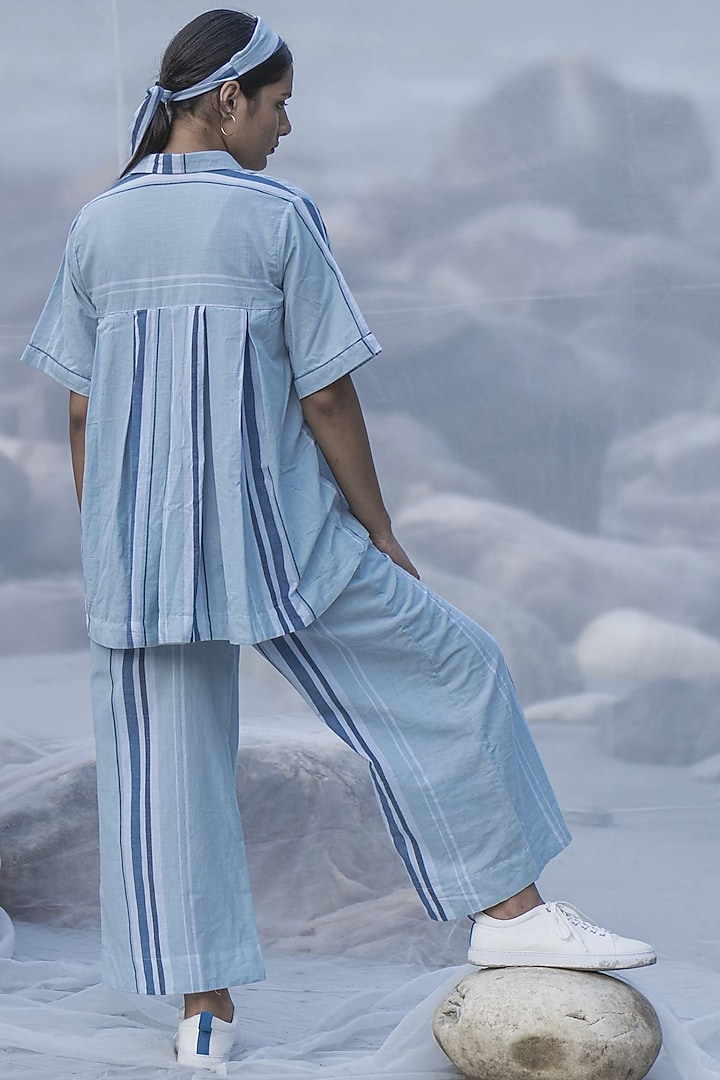 Indigo Handwoven Organic Cotton Pant Set by Kavana at Pernia's Pop Up Shop