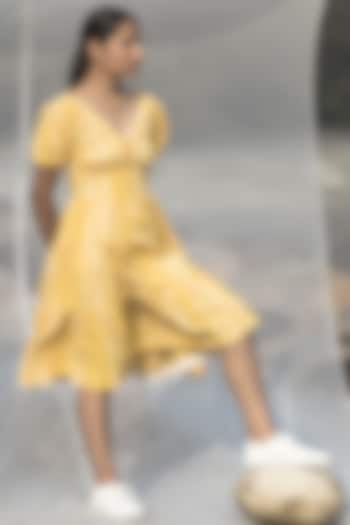 Yellow Handwoven Organic Cotton Dress by Kavana