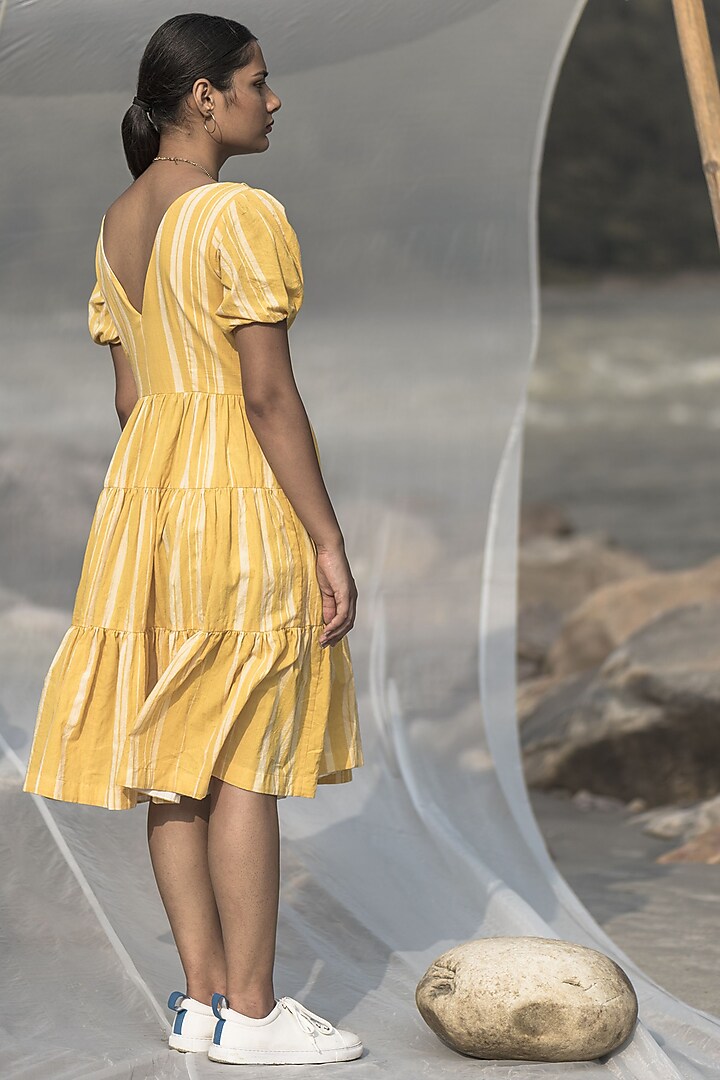 Yellow Handwoven Organic Cotton Summer Dress by Kavana at Pernia's Pop Up Shop