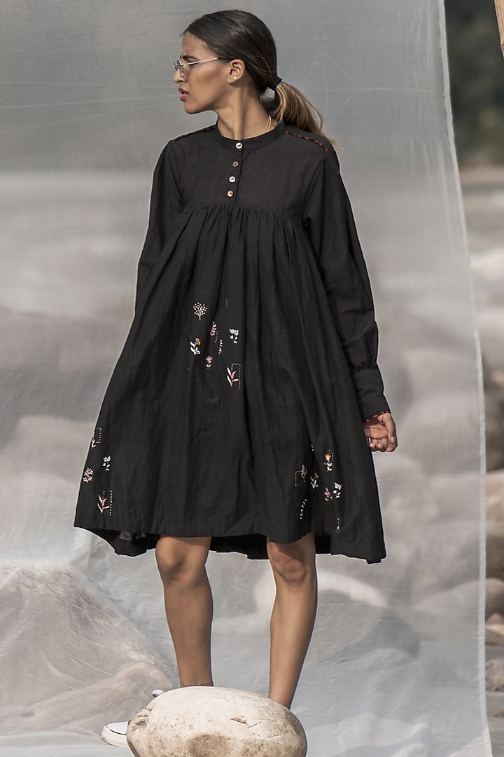 Black Hand Embroidered Dress by Kavana