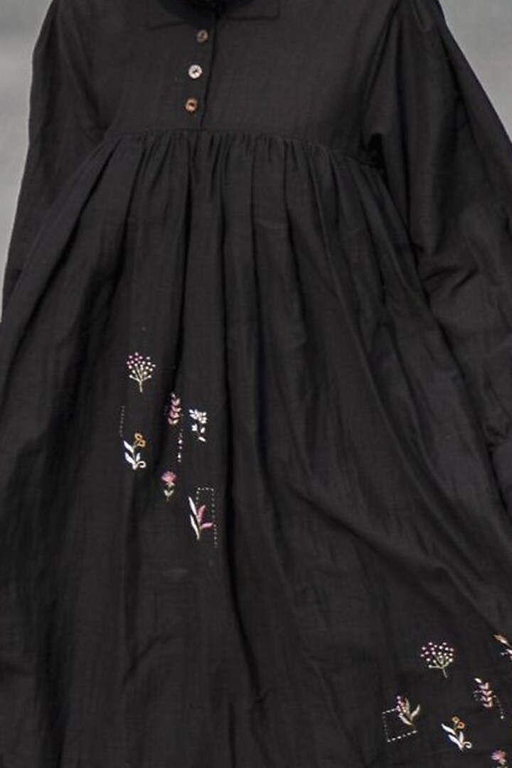 Black Hand Embroidered Summer Dress by Kavana at Pernia's Pop Up Shop