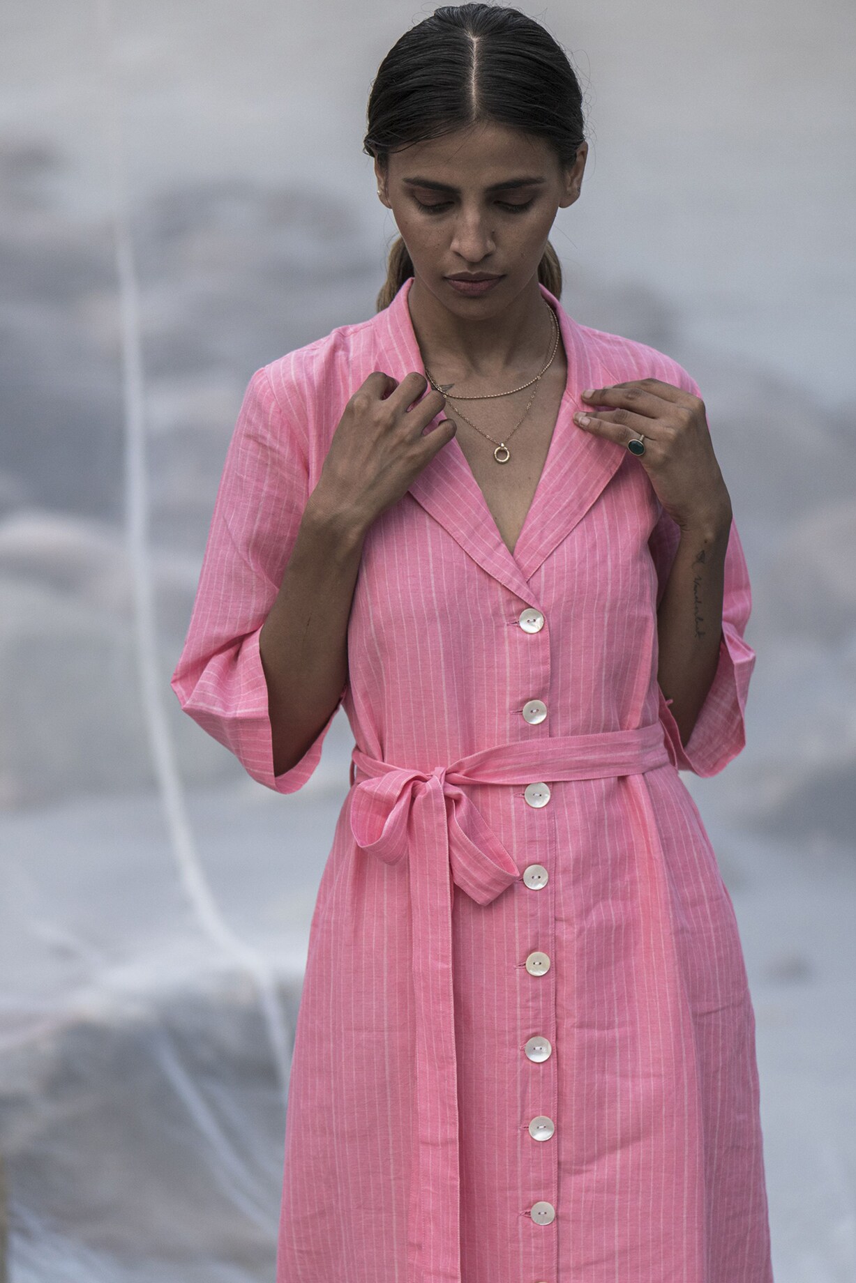 Dress Deep Pink Jacket Light Hot Pink Handwoven Linen Jacket