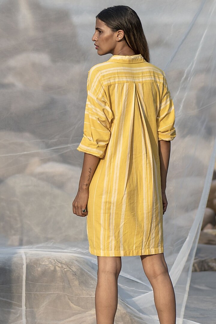 Yellow Handwoven Organic Cotton Summer Shirt Dress by Kavana at Pernia's Pop Up Shop