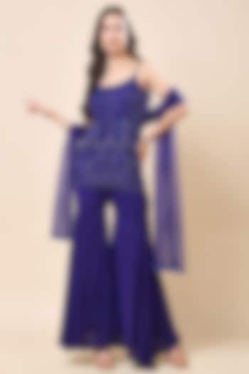 Blue Crepe Gharara Set by Kanchi Khurana Couture at Pernia's Pop Up Shop