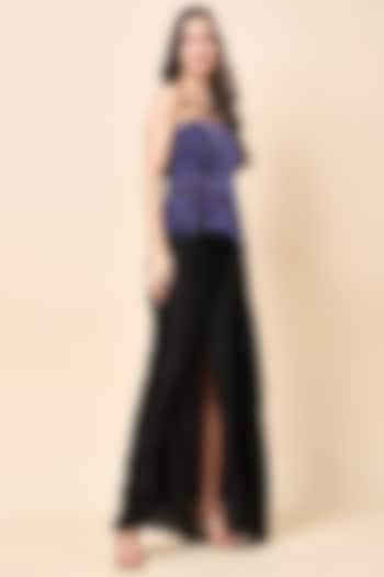 Black Satin Organza Skirt Set by Kanchi Khurana Couture at Pernia's Pop Up Shop