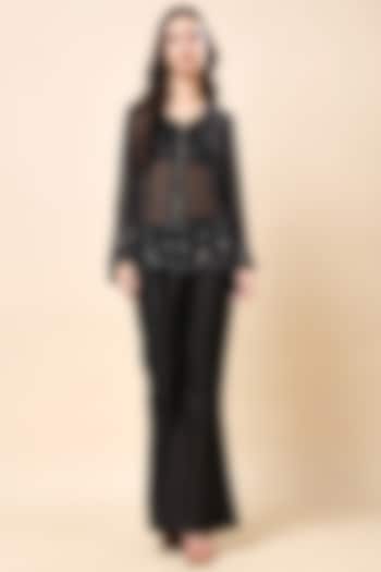 Black Silk Organza Co-Ord Set by Kanchi Khurana Couture at Pernia's Pop Up Shop