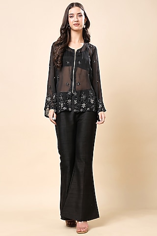 Black Silk Organza Co-Ord Set by Kanchi Khurana Couture