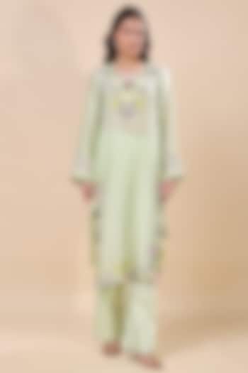 Green Chanderi Hand Embroidered Kurta Set by Kanchi Khurana Couture at Pernia's Pop Up Shop