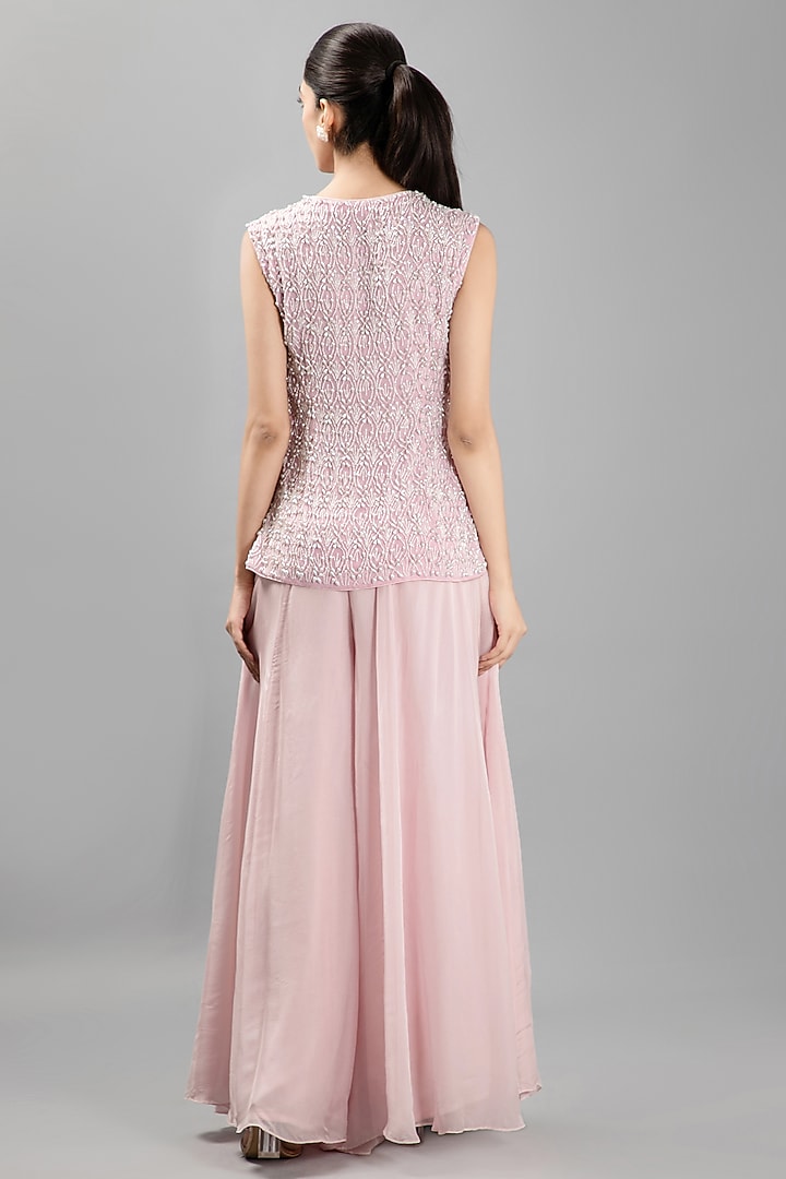 Blush Pink Silk Wedding Sharara Set by KANJ By Priyanka Sakhuja at Pernia's Pop Up Shop