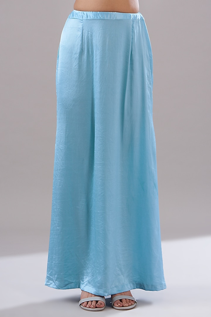 Blue Silk Organza Sequins & Dabka Embroidered Wedding Saree Set by KANJ By Priyanka Sakhuja at Pernia's Pop Up Shop