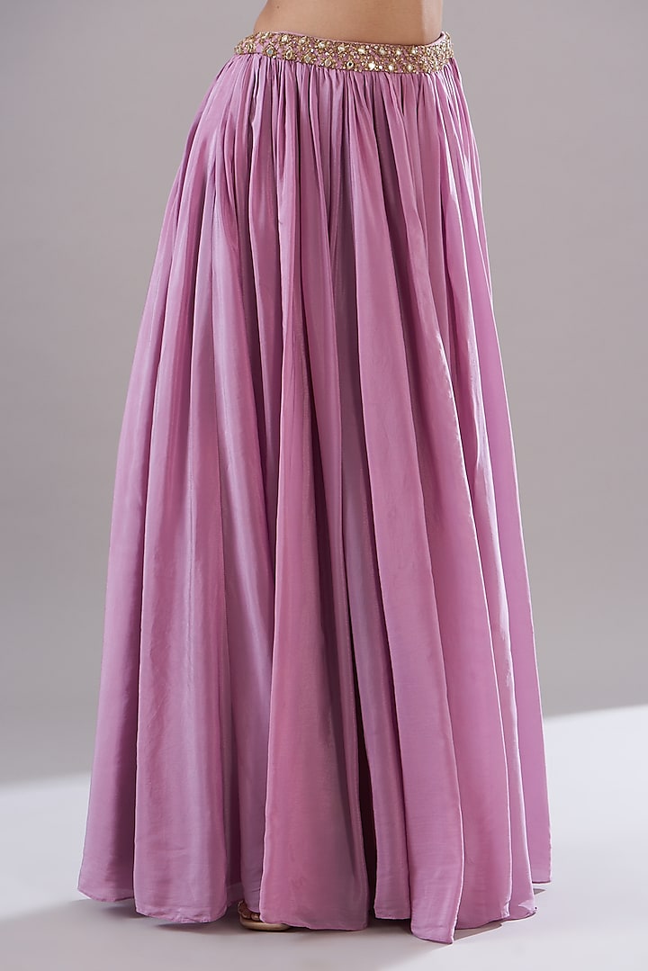 Purple Pure Crepe Embroidered Wedding Lehenga Set by KANJ By Priyanka Sakhuja at Pernia's Pop Up Shop