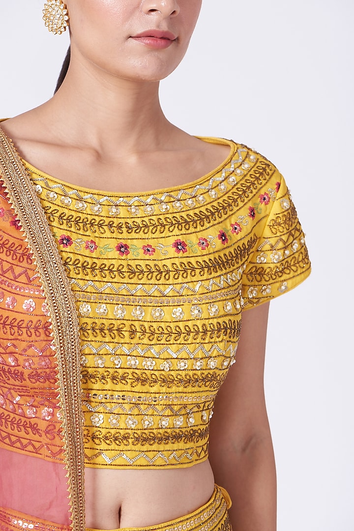 Yellow Viscose Crepe Wedding Sharara Set by KANJ By Priyanka Sakhuja at Pernia's Pop Up Shop