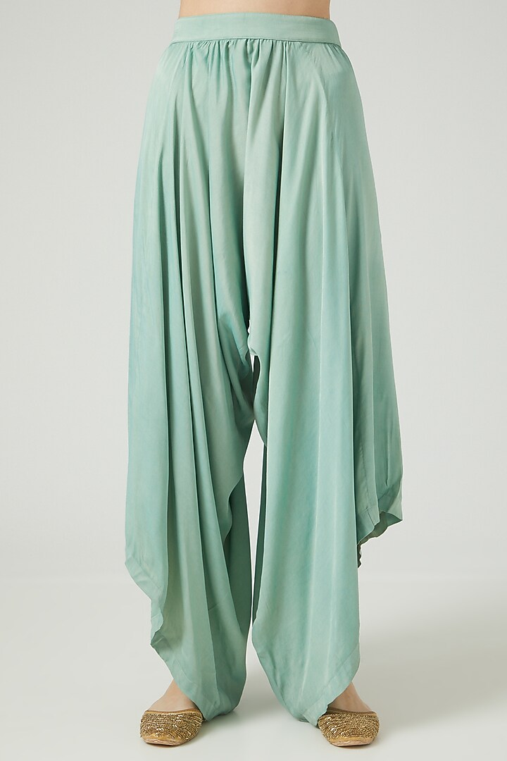 Mint Green Silk Matt Satin Dhoti Set by KANJ By Priyanka Sakhuja at Pernia's Pop Up Shop