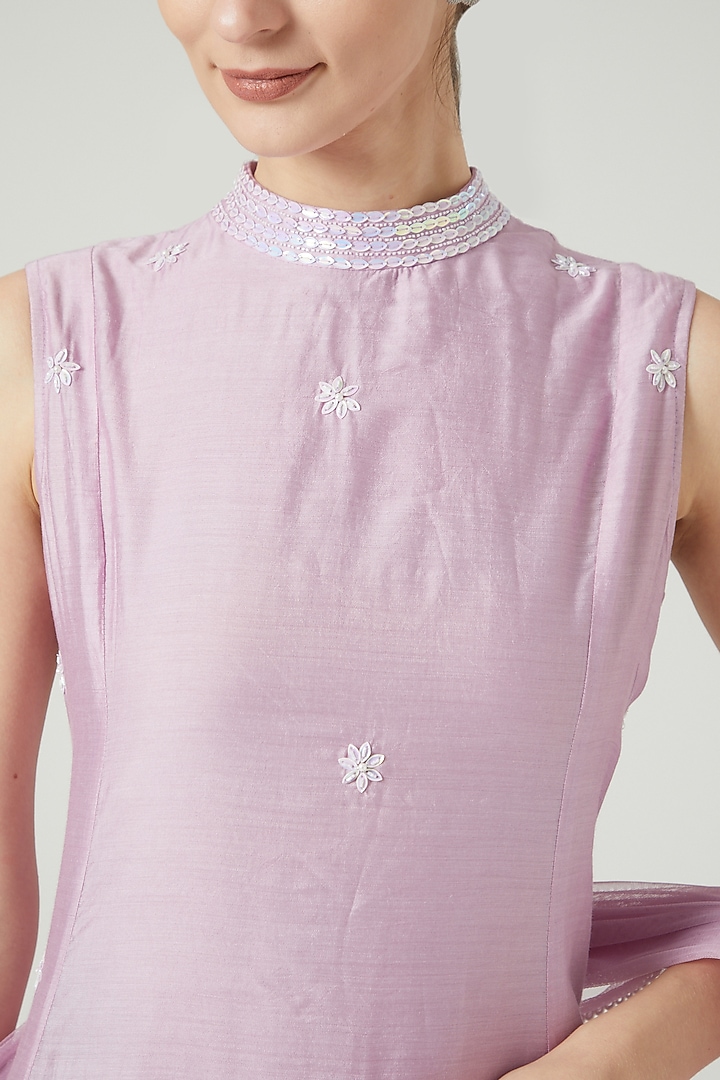 Purple Hand Embroidered Kurta Set by KANJ By Priyanka Sakhuja at Pernia's Pop Up Shop